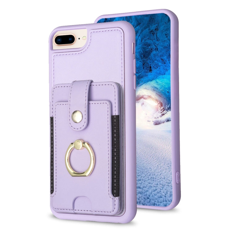 BF27 Custodia per telefono con porta carte di credito ad anello in metallo, For iPhone XS Max, For iPhone 8 Plus / 7 Plus
