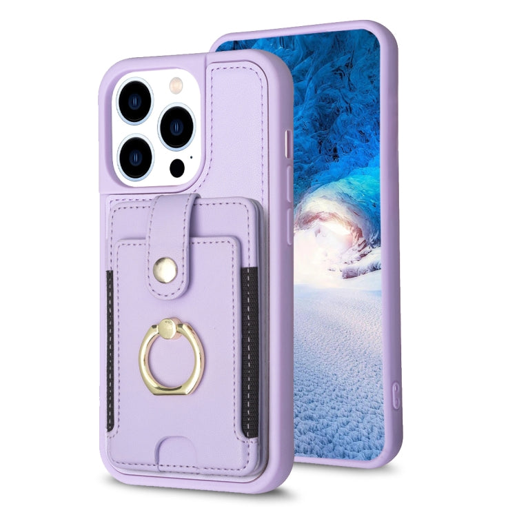 BF27 Custodia per telefono con porta carte di credito ad anello in metallo, For iPhone 15 Pro, For iPhone 14 Pro, For iPhone 15 Plus
