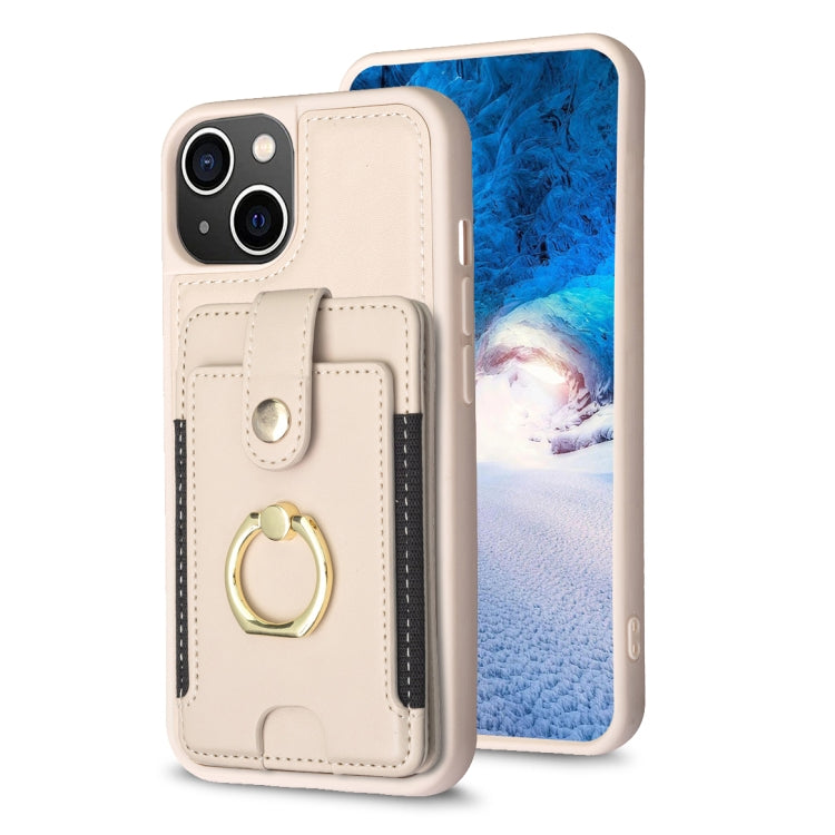 BF27 Custodia per telefono con porta carte di credito ad anello in metallo, For iPhone 14 Pro Max, For iPhone 15, For iPhone SE 2022 / 2020 / 8 / 7