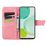 Custodia per telefono in pelle con flip in rilievo con fiore farfalla amore, For Huawei nova 11i / Enjoy 60 Pro