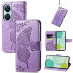 Custodia per telefono in pelle con flip in rilievo con fiore farfalla amore, For Huawei nova 11i / Enjoy 60 Pro