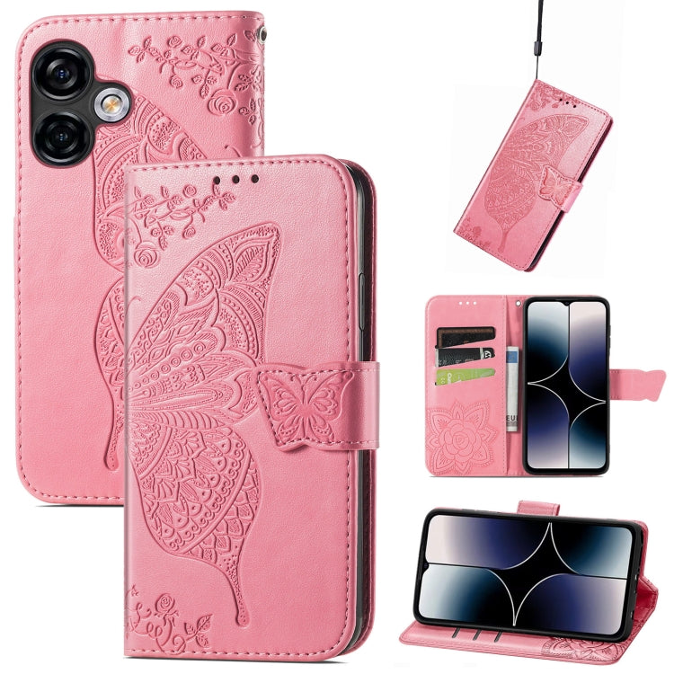Custodia per telefono in pelle goffrata farfalla amore fiore, For Ulefone Note 16 Pro