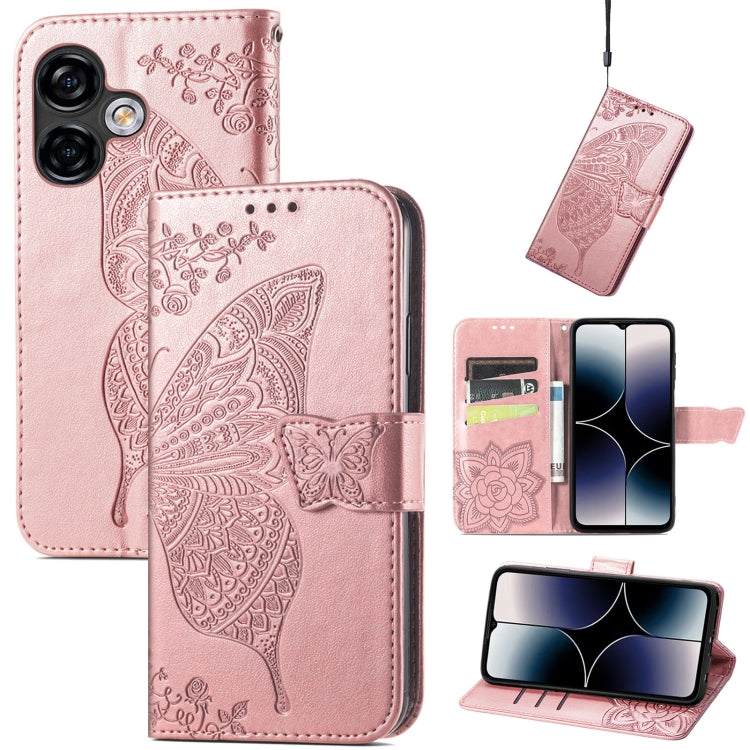 Custodia per telefono in pelle goffrata farfalla amore fiore, For Ulefone Note 16 Pro