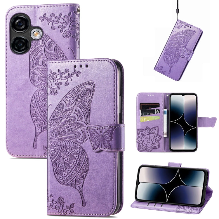 Custodia per telefono in pelle goffrata farfalla amore fiore, For Ulefone Note 16 Pro