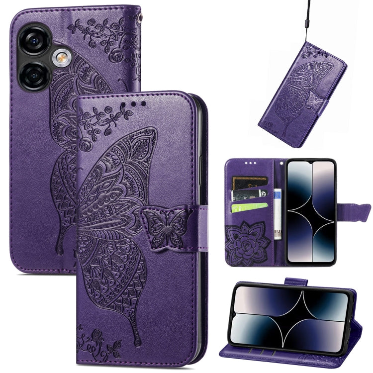 Custodia per telefono in pelle goffrata farfalla amore fiore, For Ulefone Note 16 Pro