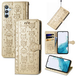 Custodia per telefono in pelle goffrata gatto e cane, For Samsung Galaxy A54 5G