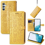 Custodia per telefono in pelle goffrata gatto e cane, For Samsung Galaxy A54 5G