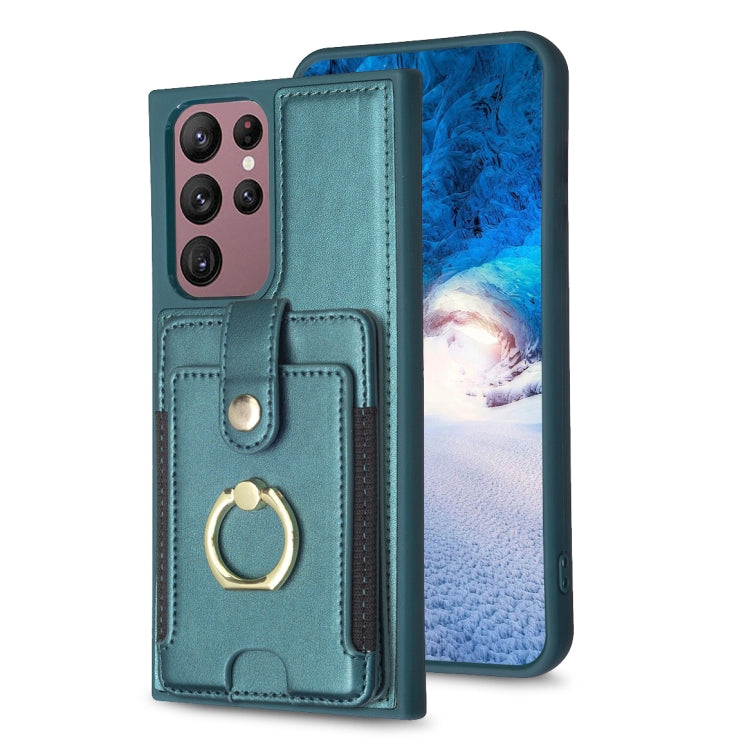 BF27 Custodia per telefono con porta carte di credito ad anello in metallo, For Samsung Galaxy S22 Ultra 5G, For Samsung Galaxy S22+ 5G, For Samsung Galaxy S21 FE 5G