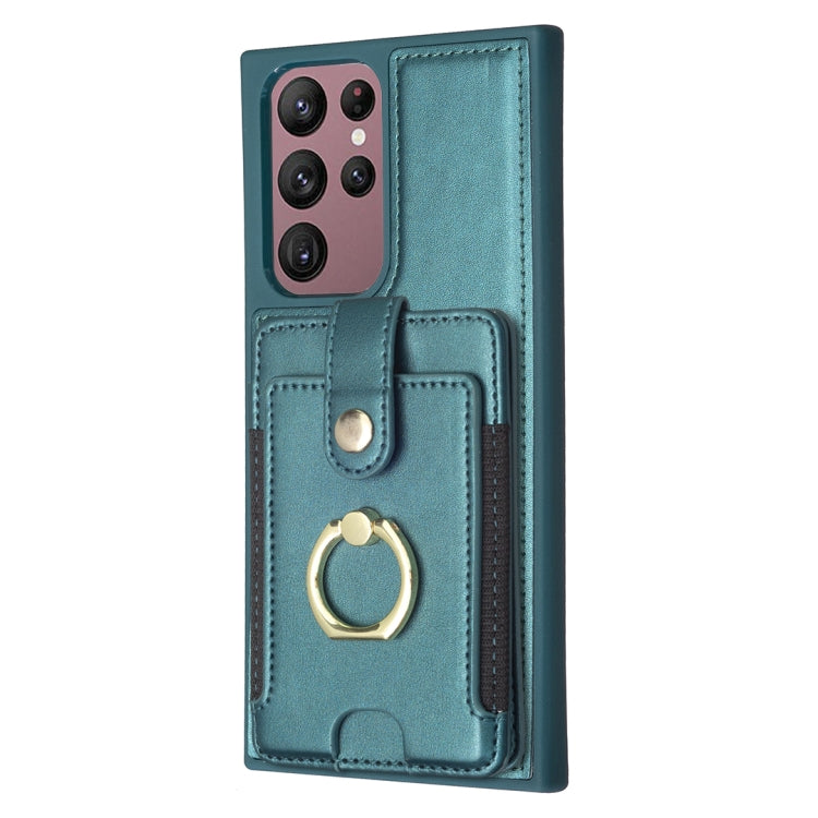 BF27 Custodia per telefono con porta carte di credito ad anello in metallo, For Samsung Galaxy S22 Ultra 5G, For Samsung Galaxy S22+ 5G, For Samsung Galaxy S21 FE 5G
