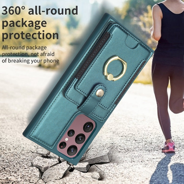 BF27 Custodia per telefono con porta carte di credito ad anello in metallo, For Samsung Galaxy S22 Ultra 5G, For Samsung Galaxy S22+ 5G, For Samsung Galaxy S21 FE 5G