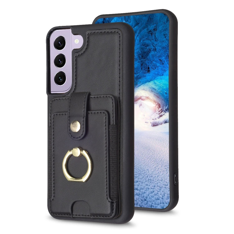 BF27 Custodia per telefono con porta carte di credito ad anello in metallo, For Samsung Galaxy S22 Ultra 5G, For Samsung Galaxy S22+ 5G, For Samsung Galaxy S21 FE 5G