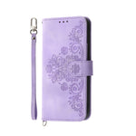 Custodia per telefono in pelle con portafoglio in rilievo con fiori al tatto, For vivo Y02a, For vivo Y56, For vivo V27