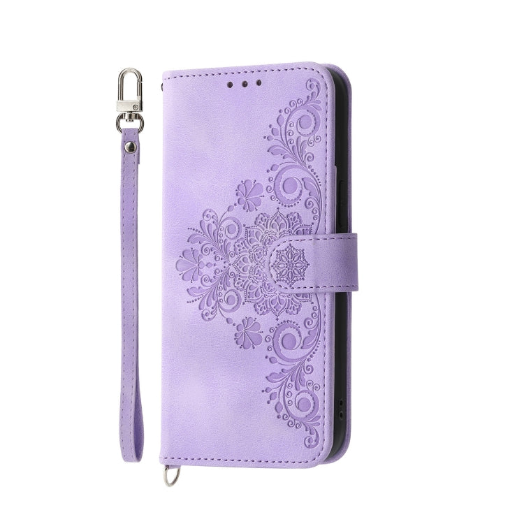Custodia per telefono in pelle con portafoglio in rilievo con fiori al tatto, For vivo Y02a, For vivo Y56, For vivo V27