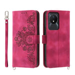 Custodia per telefono in pelle con portafoglio in rilievo con fiori al tatto, For vivo Y02a, For vivo Y56, For vivo V27