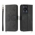 Custodia per telefono in pelle con portafoglio in rilievo con fiori al tatto, For vivo Y02a, For vivo Y56, For vivo V27