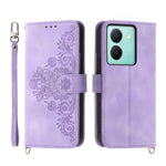 Custodia per telefono in pelle con portafoglio in rilievo con fiori al tatto, For vivo Y03, For vivo Y36, For vivo S17, For vivo Y78