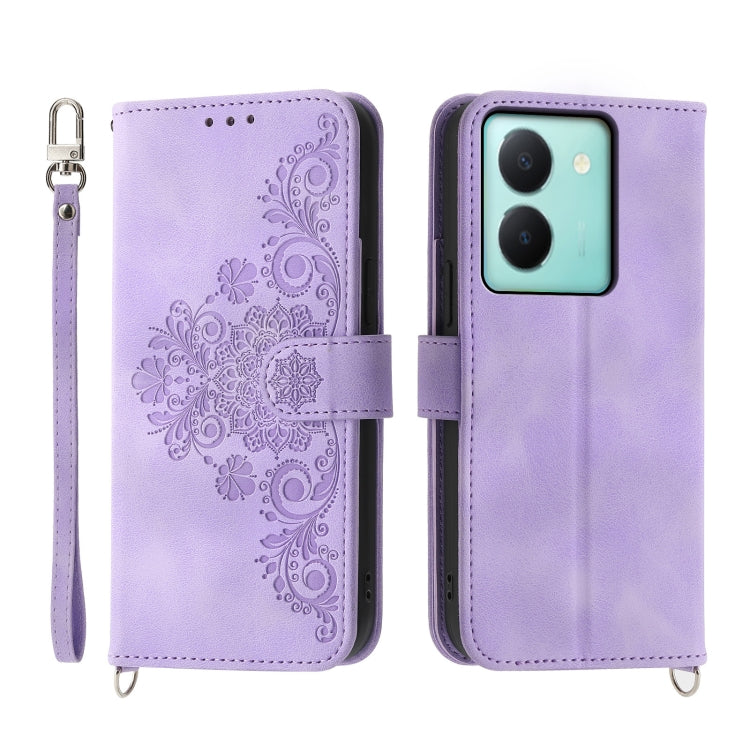 Custodia per telefono in pelle con portafoglio in rilievo con fiori al tatto, For vivo Y03, For vivo Y36, For vivo S17, For vivo Y78