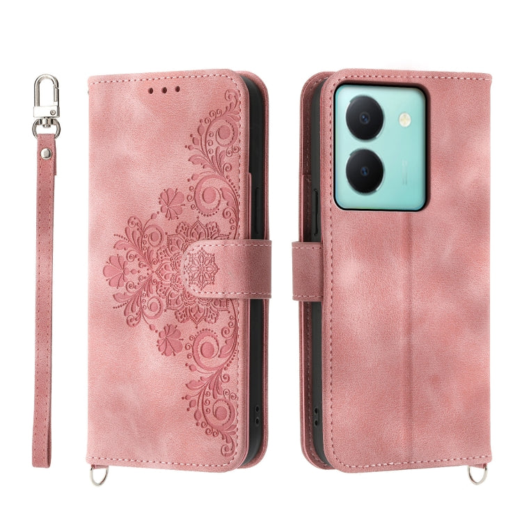 Custodia per telefono in pelle con portafoglio in rilievo con fiori al tatto, For vivo Y03, For vivo Y36, For vivo S17, For vivo Y78