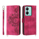 Custodia per telefono in pelle con portafoglio in rilievo con fiori al tatto, For vivo Y03, For vivo Y36, For vivo S17, For vivo Y78