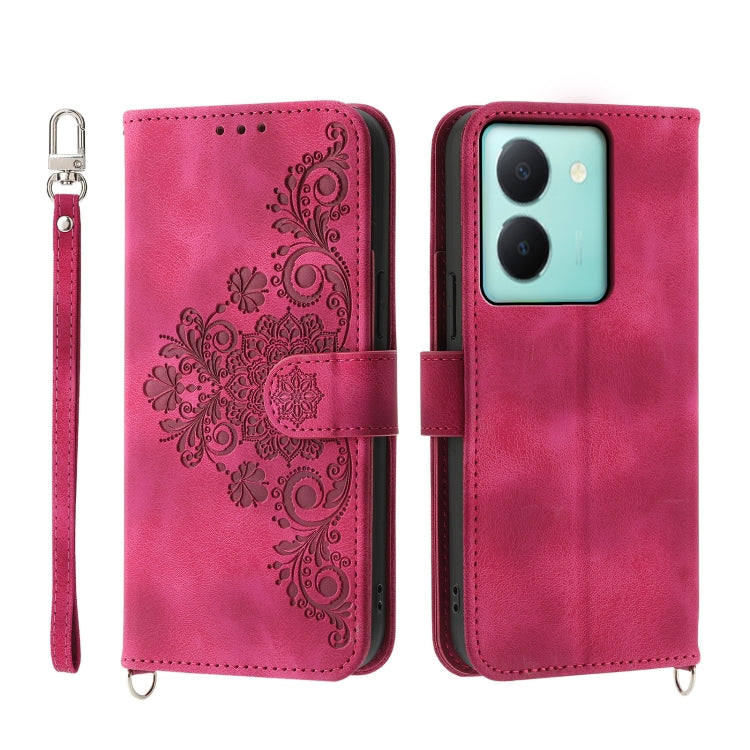 Custodia per telefono in pelle con portafoglio in rilievo con fiori al tatto, For vivo Y03, For vivo Y36, For vivo S17, For vivo Y78