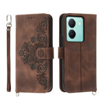 Custodia per telefono in pelle con portafoglio in rilievo con fiori al tatto, For vivo Y03, For vivo Y36, For vivo S17, For vivo Y78