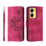 Custodia per telefono in pelle con portafoglio in rilievo con fiori al tatto, For vivo Y02a, For vivo Y56, For vivo V27