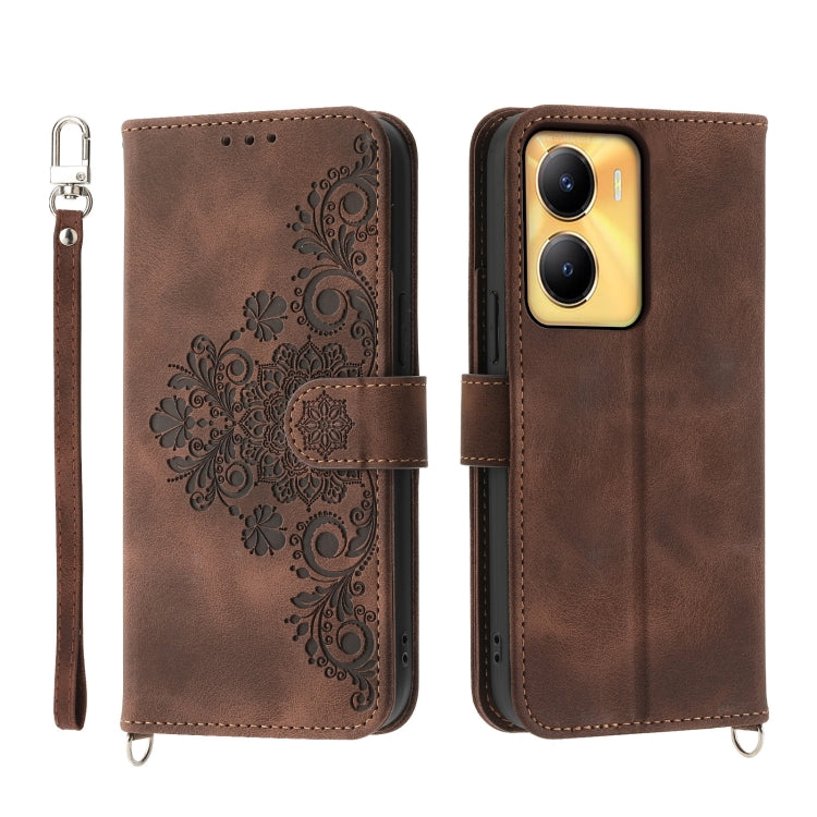 Custodia per telefono in pelle con portafoglio in rilievo con fiori al tatto, For vivo Y02a, For vivo Y56, For vivo V27