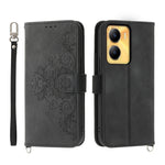 Custodia per telefono in pelle con portafoglio in rilievo con fiori al tatto, For vivo Y02a, For vivo Y56, For vivo V27