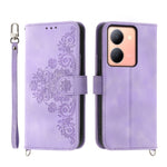 Custodia per telefono in pelle con portafoglio in rilievo con fiori al tatto, For vivo Y03, For vivo Y36, For vivo S17, For vivo Y78