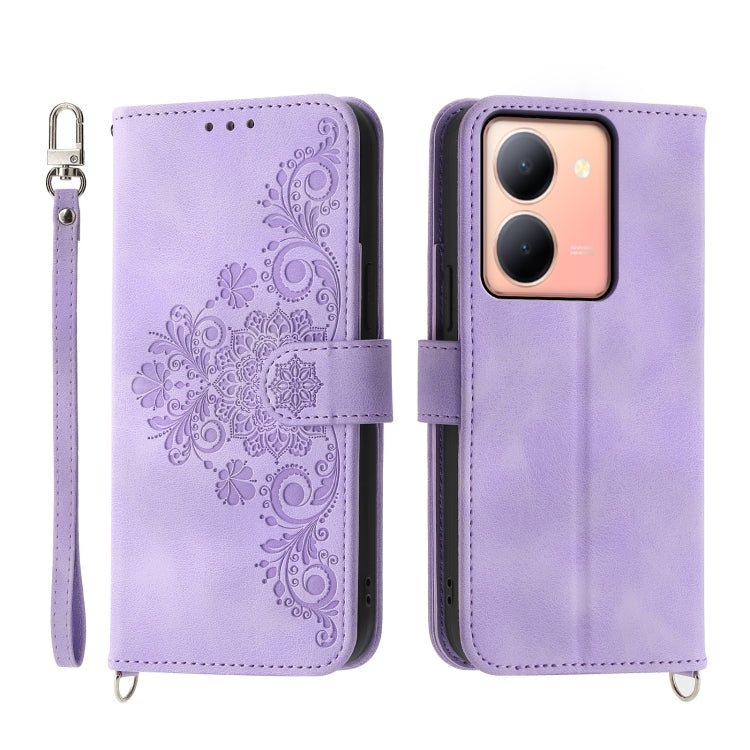 Custodia per telefono in pelle con portafoglio in rilievo con fiori al tatto, For vivo Y03, For vivo Y36, For vivo S17, For vivo Y78