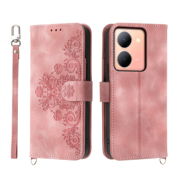 Custodia per telefono in pelle con portafoglio in rilievo con fiori al tatto, For vivo Y03, For vivo Y36, For vivo S17, For vivo Y78
