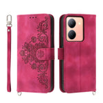 Custodia per telefono in pelle con portafoglio in rilievo con fiori al tatto, For vivo Y03, For vivo Y36, For vivo S17, For vivo Y78
