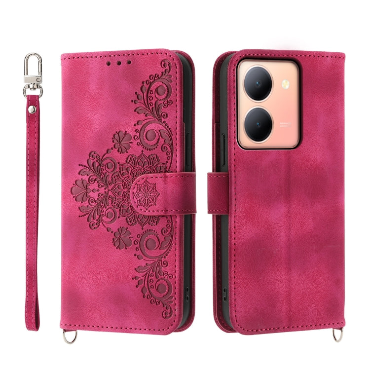 Custodia per telefono in pelle con portafoglio in rilievo con fiori al tatto, For vivo Y03, For vivo Y36, For vivo S17, For vivo Y78