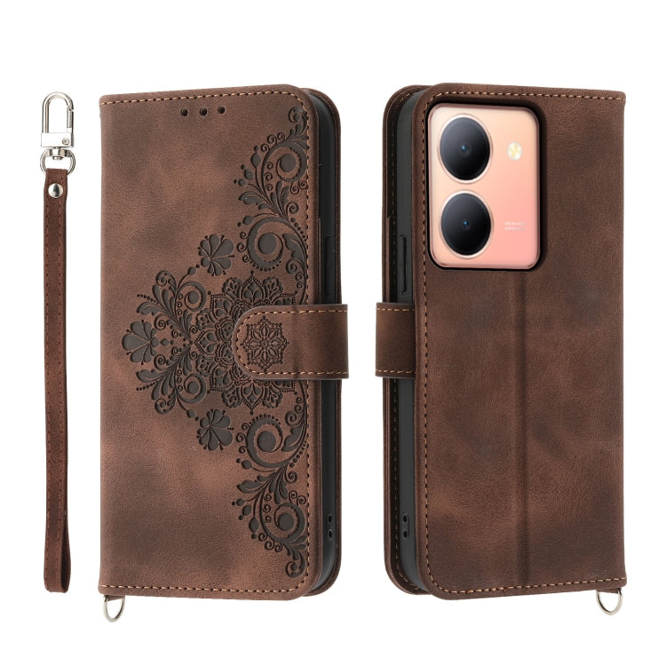 Custodia per telefono in pelle con portafoglio in rilievo con fiori al tatto, For vivo Y03, For vivo Y36, For vivo S17, For vivo Y78
