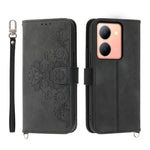 Custodia per telefono in pelle con portafoglio in rilievo con fiori al tatto, For vivo Y03, For vivo Y36, For vivo S17, For vivo Y78