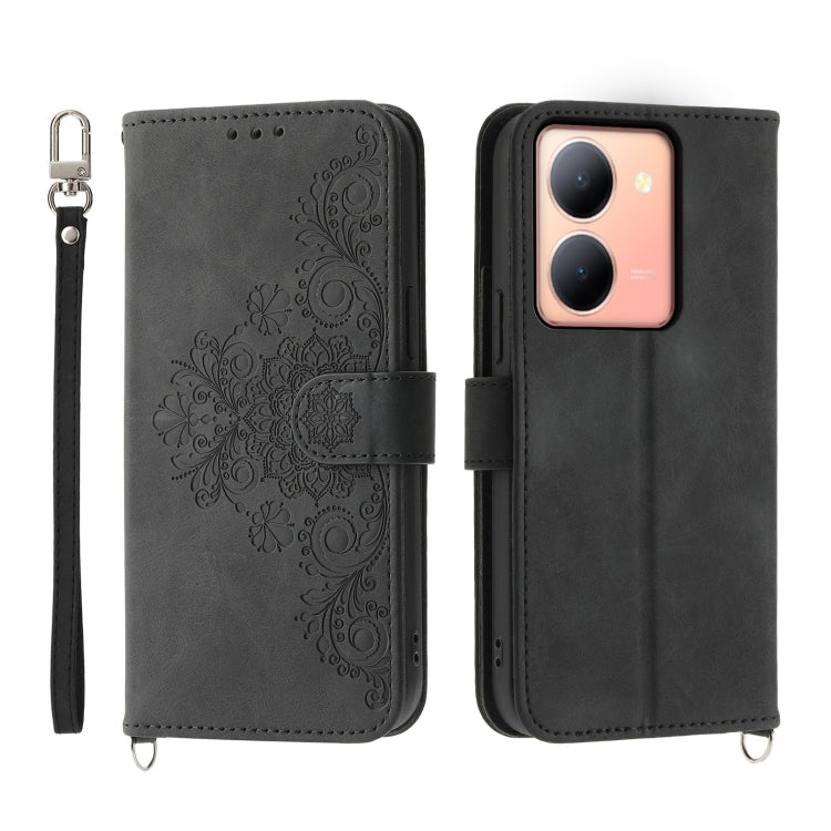 Custodia per telefono in pelle con portafoglio in rilievo con fiori al tatto, For vivo Y03, For vivo Y36, For vivo S17, For vivo Y78