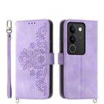 Custodia per telefono in pelle con portafoglio in rilievo con fiori al tatto, For vivo Y03, For vivo Y36, For vivo S17, For vivo Y78