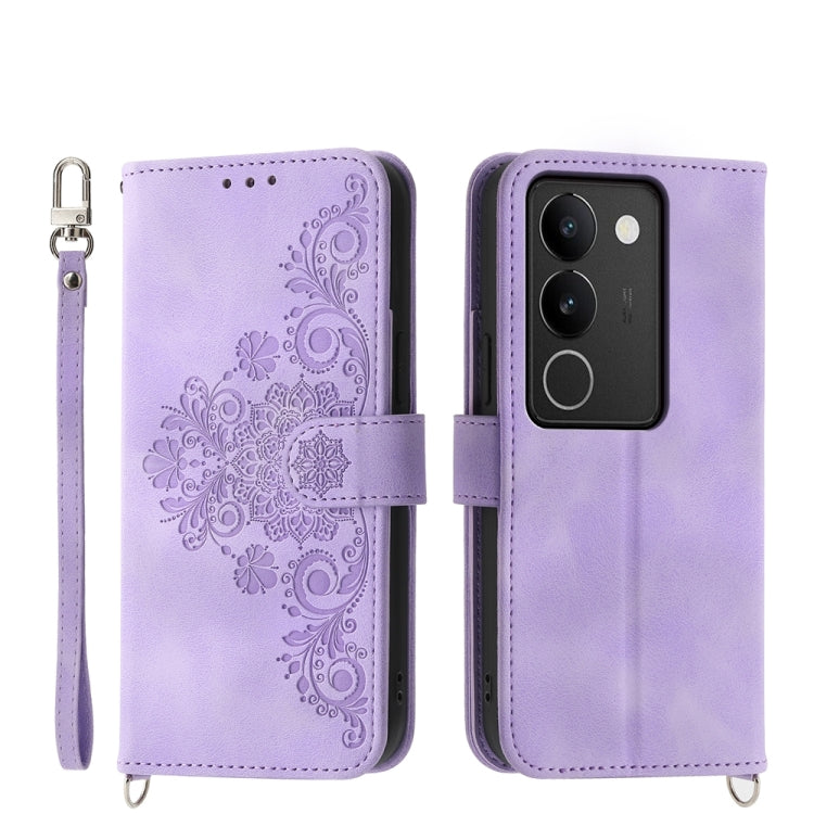 Custodia per telefono in pelle con portafoglio in rilievo con fiori al tatto, For vivo Y03, For vivo Y36, For vivo S17, For vivo Y78