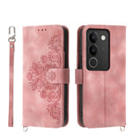 Custodia per telefono in pelle con portafoglio in rilievo con fiori al tatto, For vivo Y03, For vivo Y36, For vivo S17, For vivo Y78