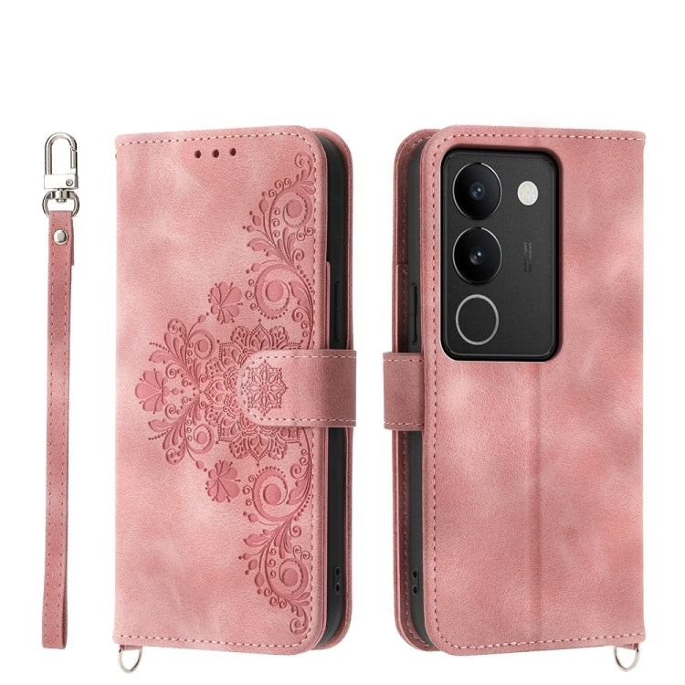 Custodia per telefono in pelle con portafoglio in rilievo con fiori al tatto, For vivo Y03, For vivo Y36, For vivo S17, For vivo Y78