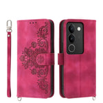 Custodia per telefono in pelle con portafoglio in rilievo con fiori al tatto, For vivo Y03, For vivo Y36, For vivo S17, For vivo Y78