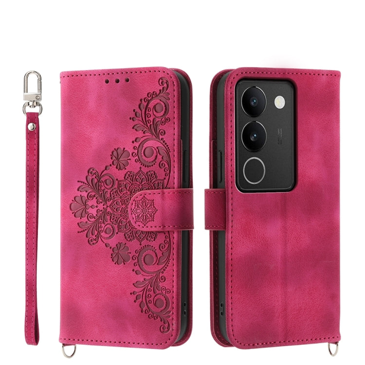 Custodia per telefono in pelle con portafoglio in rilievo con fiori al tatto, For vivo Y03, For vivo Y36, For vivo S17, For vivo Y78
