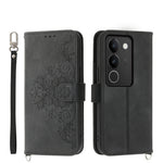 Custodia per telefono in pelle con portafoglio in rilievo con fiori al tatto, For vivo Y03, For vivo Y36, For vivo S17, For vivo Y78