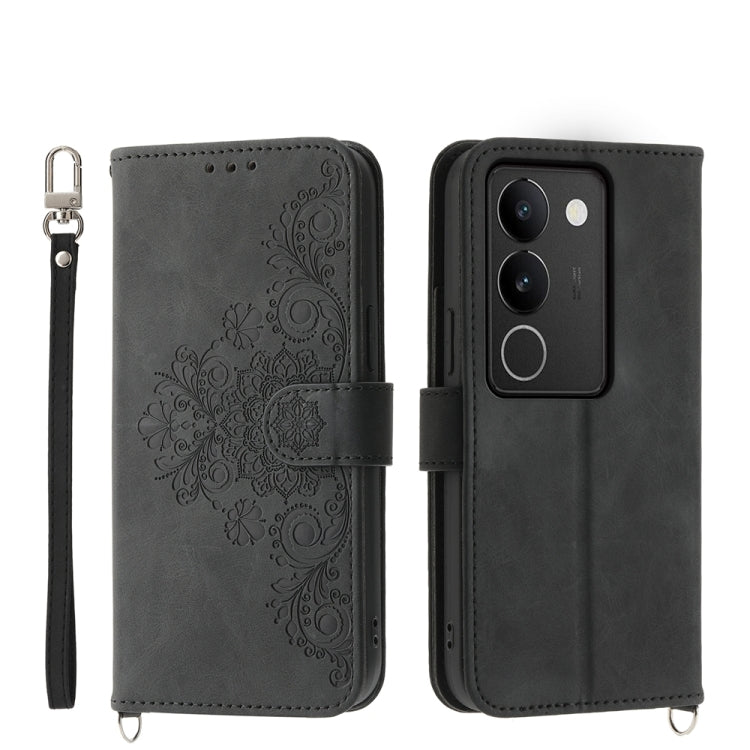 Custodia per telefono in pelle con portafoglio in rilievo con fiori al tatto, For vivo Y03, For vivo Y36, For vivo S17, For vivo Y78