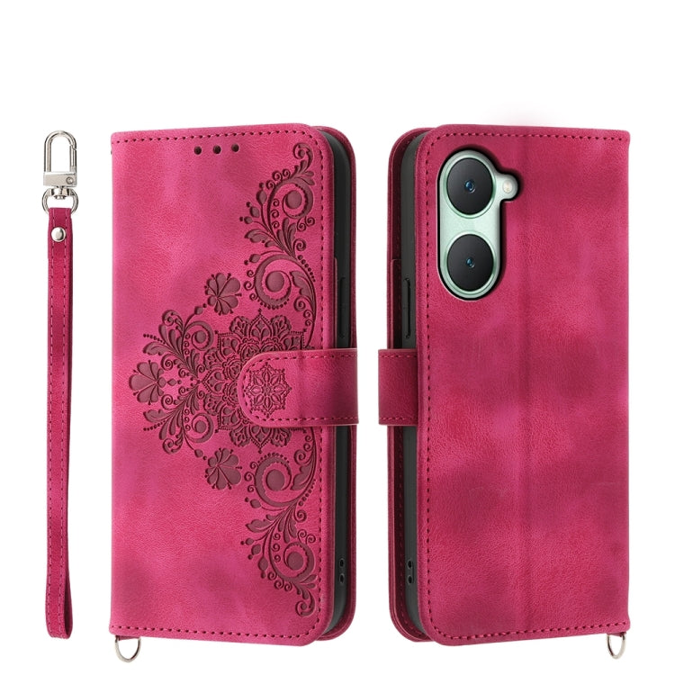 Custodia per telefono in pelle con portafoglio in rilievo con fiori al tatto, For vivo Y03, For vivo Y36, For vivo S17, For vivo Y78