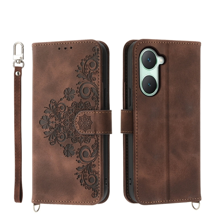 Custodia per telefono in pelle con portafoglio in rilievo con fiori al tatto, For vivo Y03, For vivo Y36, For vivo S17, For vivo Y78