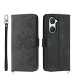 Custodia per telefono in pelle con portafoglio in rilievo con fiori al tatto, For vivo Y03, For vivo Y36, For vivo S17, For vivo Y78