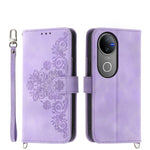 Custodia per telefono in pelle con portafoglio in rilievo con fiori al tatto, For vivo Y39 5G, For vivo Y29s 5G / Y04 4G, For vivo Y29 4G, For vivo V50