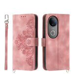 Custodia per telefono in pelle con portafoglio in rilievo con fiori al tatto, For vivo Y39 5G, For vivo Y29s 5G / Y04 4G, For vivo Y29 4G, For vivo V50