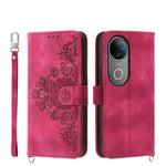 Custodia per telefono in pelle con portafoglio in rilievo con fiori al tatto, For vivo Y39 5G, For vivo Y29s 5G / Y04 4G, For vivo Y29 4G, For vivo V50